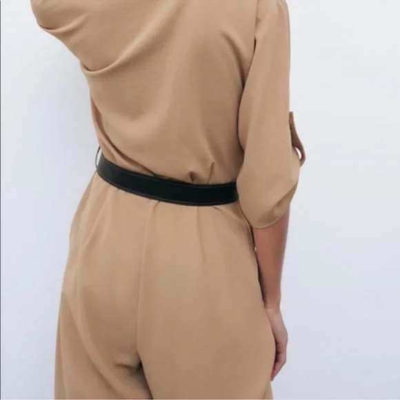 Zara Tan Jumpsuit with Belt - Picture 9 of 9